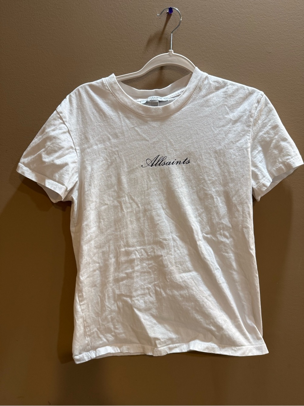 AllSaints Cream Logo Crewneck Tee